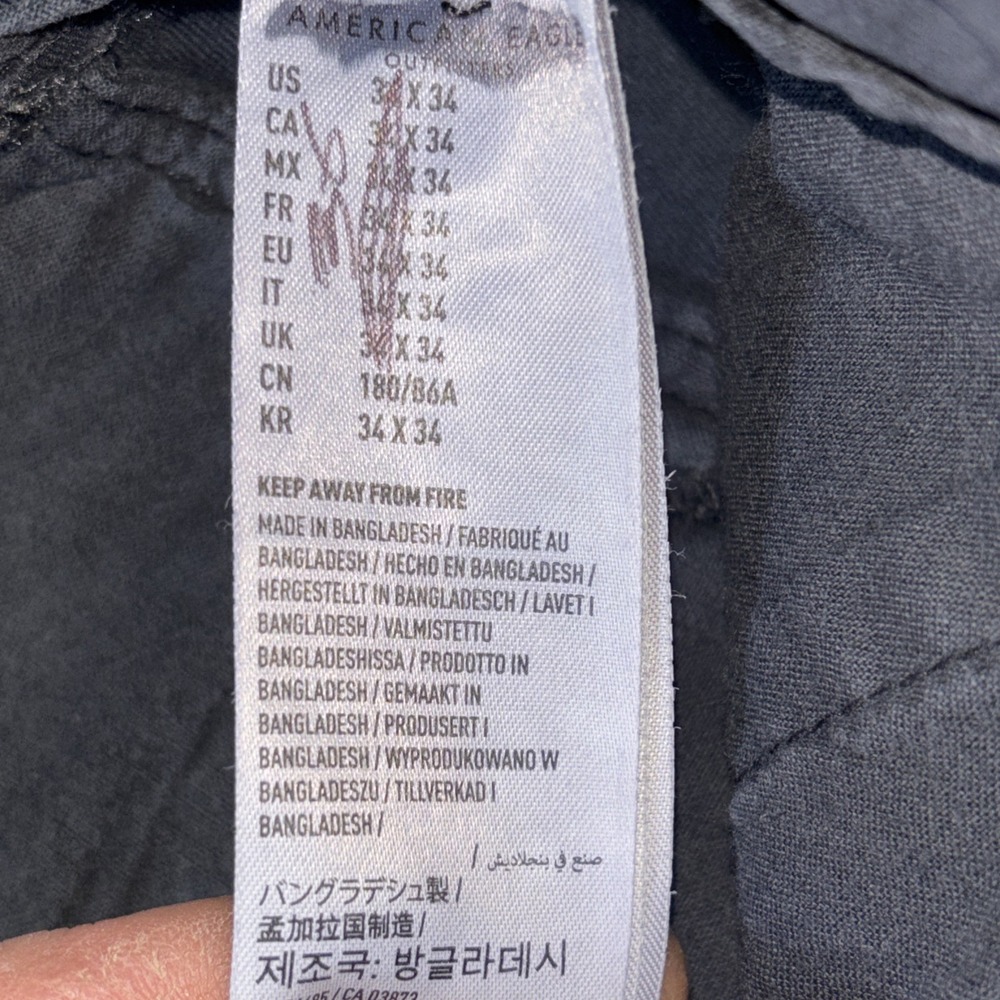 American Eagle Flex Mens Dk Gray Stretch Chino Flat Front Pants Sz 36x34 - Picture 10 of 13